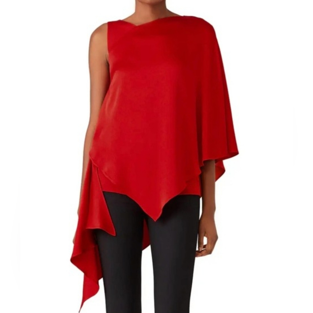 💥New💥OSMAN Red Satin Poncho Top